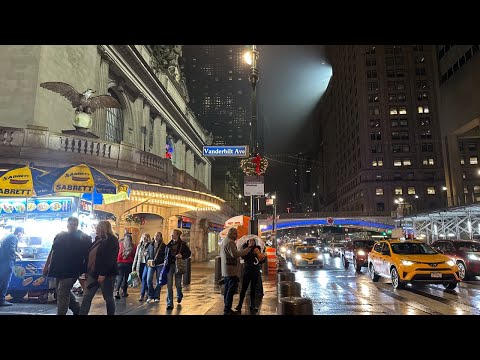 New York City live Rainy Sunday Night  Walk,Manhattan 7:20pm 12/17/2023