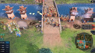 Age Of Empires 4 | Mongols Great Bridge Defense & Super Economy: 1v2 Battle