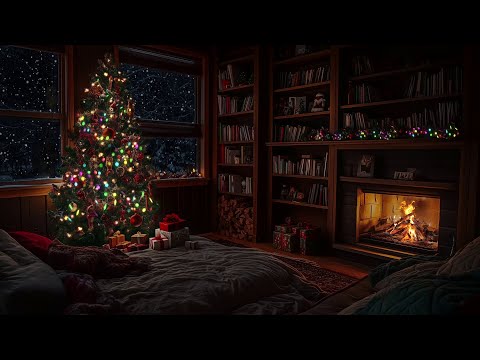 Relax in Cozy Bedroom at Christmas | Firewood Crackling Sounds for Rest and Study 😴