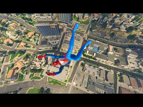 GTA 5 Spiderman Epic Jumps Compilation(GTA V Fails Funny Moments) 09