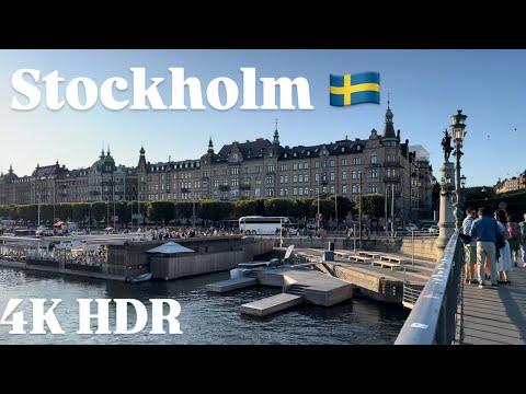 Stockholm in 4K🇸🇪 - Walking Tour - Promenade dans la Rue - 2024 August - Sweden HDR