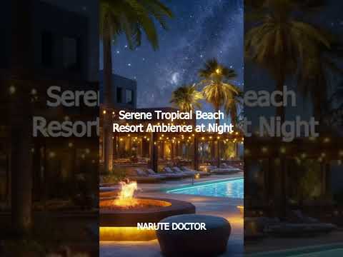 Serene Tropical Beach Resort Ambience at Night | Gentle Ocean Waves #relaxingbeach #oceanambiance