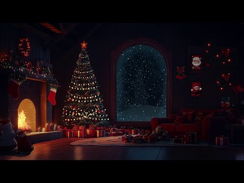 🎄Cozy Cabin Christmas Ambience🎅Fireplace & Snowfall Winter Sounds ☃️