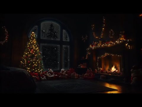 Cozy Christmas Bedroom | Howling Winds and Fireplace Sounds for Sleep Well