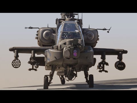 AH-64 Apache Attack Helicopter Fires Aerial Rockets