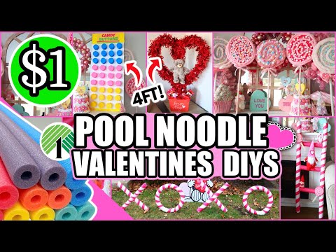 *GIANT* Dollar Tree POOL NOODLE DIYS Valentines Day 2024 (Genius Hacks)