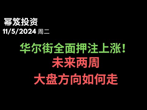 第1320期「幂笈投资」11/5/2024 喜迎大选日，华尔街全面押注上涨 ｜ 川普概念股出现诡异走势 ｜ 未来两周，大盘将如何走？｜ moomoo