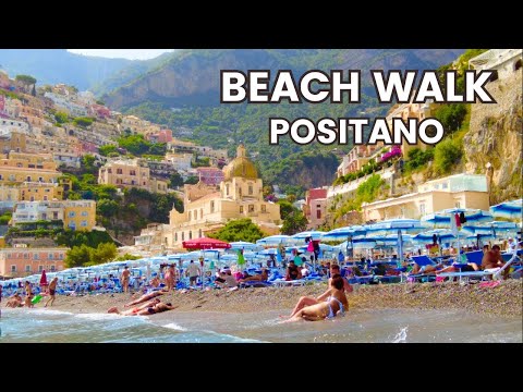 Positano Italy Amalfi Coast 🇮🇹 SPIAGGIA GRANDE Most Popular Romantic Beach in Positano 4K Beach Walk