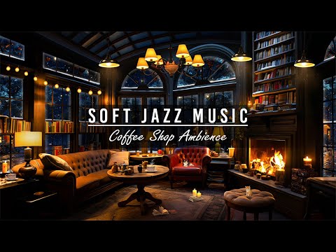 Cozy Night Coffee Shop Ambience with Soft Piano Jazz Music for Relaxing, Sleeping | Background Music