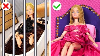 Oh No, Barbie Is In Jail! *Cool Doll’s Gadgets For Doll Makeover*