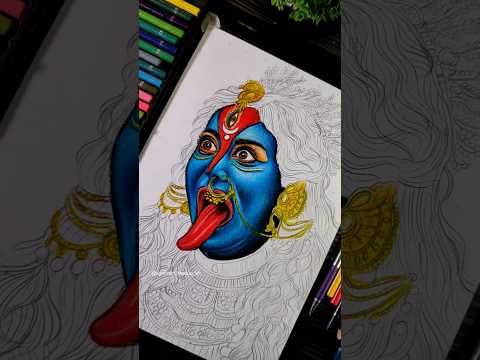 Maa Kali Drawing Colour ❤️‍🩹😍✍️ Diwali Drawing #shorts #kalimata #kalithakur #drawing #diwali