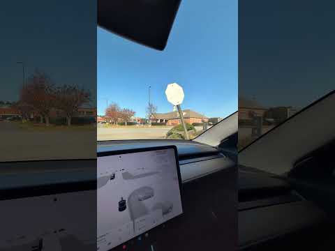 Tesla FSD Supervised Can't See This Stop Sign Because The Sun Removed The Color! #shorts #tesla #ev