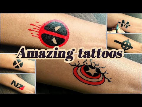 Wow 😱 9 Amazing tattoo ideas using very easy trick ....#tattoo #temporarytattoo #art #drawing