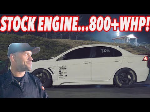 DRAG RACING THE 800WHP EVO (STOCK ENGINE!)