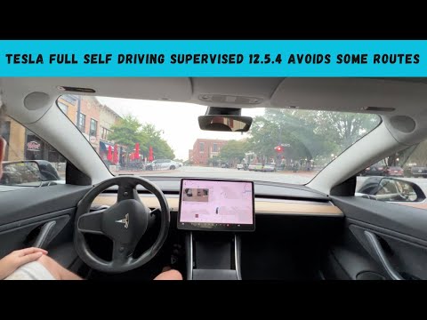 Tesla Full Self Driving Supervised 12.5.4 Avoids Some Routes!