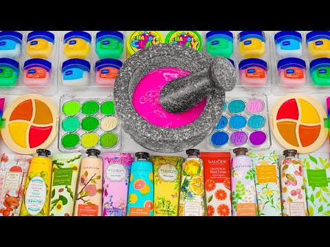 Satisfying Video Making Rainbow Handcream Slime Mixing Glitter Makeup Cosmetics🌈Slime ASMR