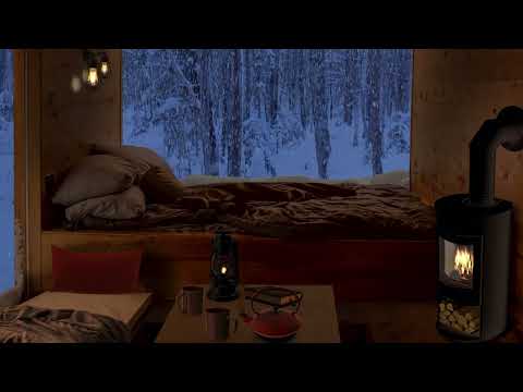 Relaxing Piano Music with Fire Crackling Sounds & Winter Cabin Ambience! Best for Sleeping, Studying