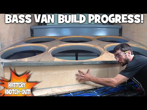 BASS VAN Build Progress w/ Custom REAR WALL for 12 18" Subwoofers! EXOs INSANE Car Audio Box Install