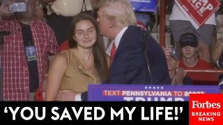 BREAKING NEWS: Trump Calls Woman Who Projected Chart That 'Saved My Life' On Stage At PA Rally