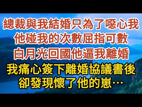 【完結】總裁與我結婚只是為了噁心我，他碰我的次數屈指可數，白月光回國他就逼我離婚，我痛心簽下離婚協議書後，卻發現懷了他的崽……#爱情#故事#人生感悟 #情感故事 #家庭#婚姻一口氣看完