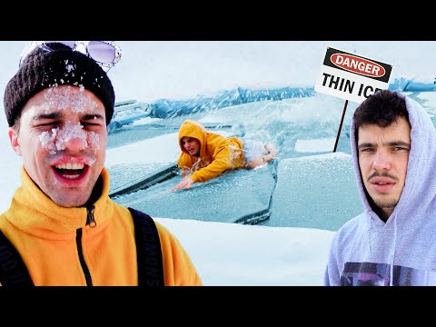 FALLING THROUGH ICE & BUILDING A SKETCHY BACKYARD SNOWPARK - TURBOVLOG #1