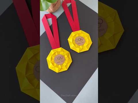 How to make OLYMPIC PARIS 2024 gold medal with paper se medal kaise banaye olympic medal 2024 #craft