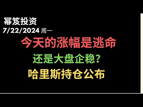 第1231期「幂笈投资」7/22/2024 今天大涨！多头该逃命还是该入场？｜ 政坛明星--哈里斯持仓公布 ｜ moomoo