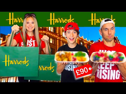 ONLY eating HARRODS FOOD for 24 hours! SHOPPING and EATING challenge 😋