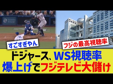 ドジャース、WS視聴率爆上げでフジテレビ大儲けwww