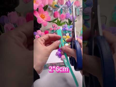 How to make mini cute tulips flower in pipe cleaner chenille stem,tutorial on tulips flower gift