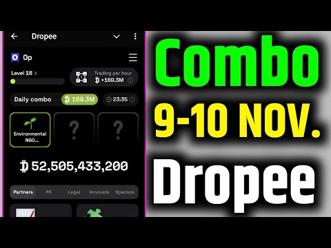 Dropee daily combo today | dropee daily combo 9 November | Daily Combo Dropee | Dropee 9 November