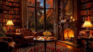 Cozy Reading Nook Ambience with Smooth Jazz Music - Rain on Window & Warm Fireplace Sounds to Unwind