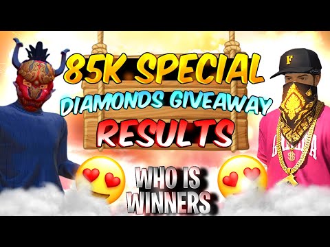 85K Special Giveaway Winners Results🤩🥳 | Who is Winners??🤑 | Free Diamonds | Winners of Giveaway🎁✨