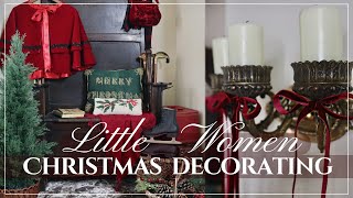 LITTLE WOMEN CHRISTMAS DECORATE WITH ME 2024! | Vintage Christmas Decorating Ideas