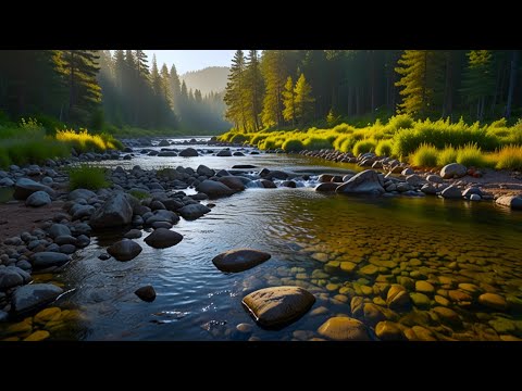 Relax with nature sounds of the river in the forest, river and birds sounds, relaxing river, Water