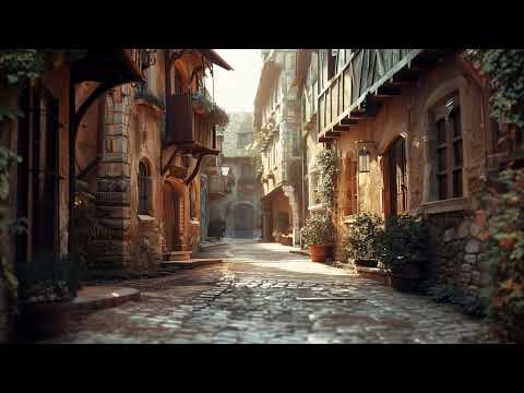 Lazy Fantasy Medieval Town Ambience | Daytime Townsfolk, Wagon, Gentle Blacksmith Sounds | 3 HOURS