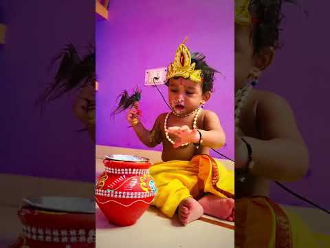 🦚Cute Krishna Video // Janmashtami Video #shorts #viral #youtubeshorts #lilbaby