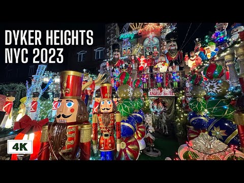 Dyker Heights Christmas Lights 2023 4K Walking Tour ✨🗽 4K NYC Christmas Walk