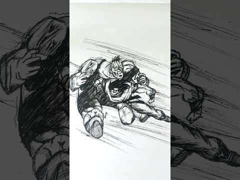 Speed Drawing Stick-man Goku vs Nappa?😳//#anime #drawing #short