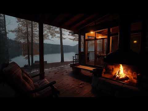 Sitting on Porch Cabin on A Rainy Day with Rain Sounds Helps Relax The Mind and Reduce Stress