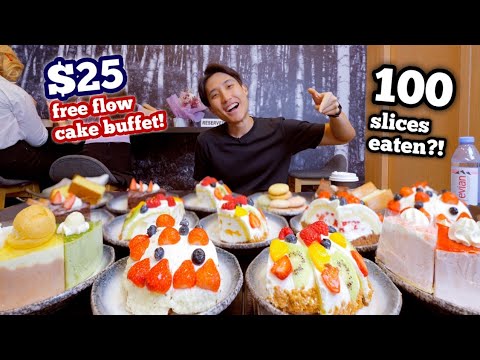 $25 CHATERAISE FREE FLOW CAKE BUFFET DESTROYED! | I Ate 100 Slices in 90 Minutes?! | 30,000 Calories