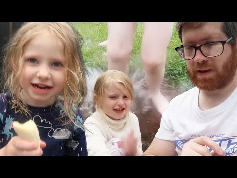 GIRLS VS DAD WATER FIGHT!! Story time on the trampoline