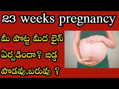 23 weeks during pregnancy in telugu| linea nigra line in 23 weeks pregnant #pregnancyupdate ||