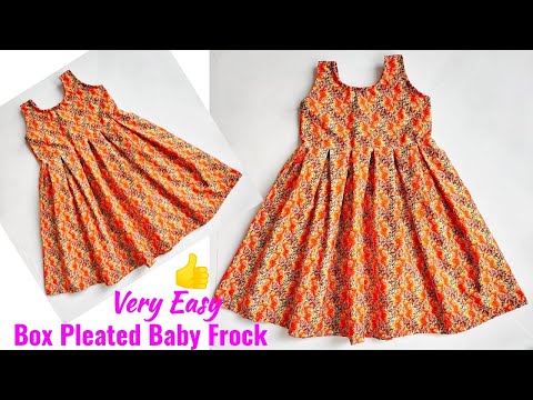 Box Pleated Baby Frock Cutting and stitching | Umbrella cut baby Frock cutting and