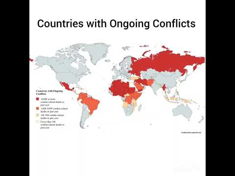 Countries with Ongoing Conflicts! #map #countries #conflict #peace #youtubeshorts