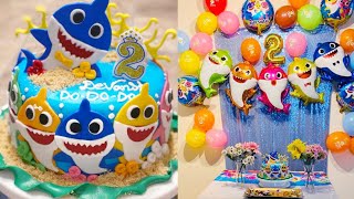 Baby shark cake decoration with fondant for beginners | Baby shark theme birthday decorations