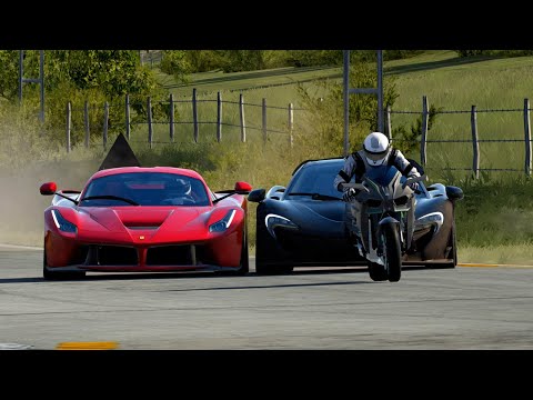 Kawasaki Ninja H2R Supercharged vs McLaren P1 vs Ferrari LaFerrari at Old SPA