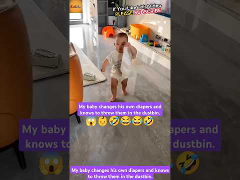 Mom: My baby even know to throw the diapers... 🤣 | 👶 Innocent Baby 😜 #cutebaby #funnybaby #FunScoff