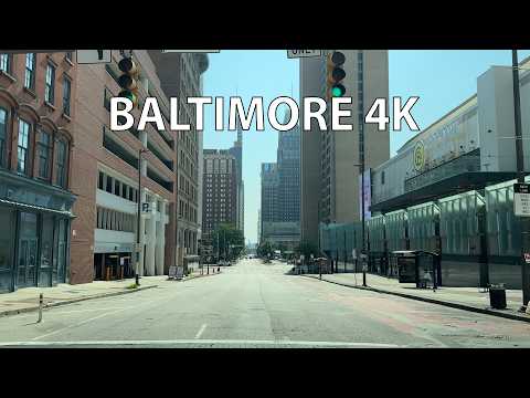 Baltimore 4K - East Coast Detroit - Driving Downtown - USA