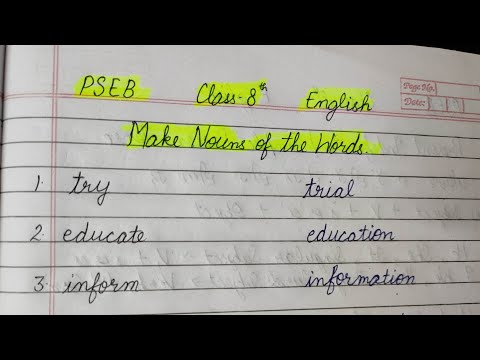 PSEB Class 8th English Important Make Nouns Of the Words Session 2023-24